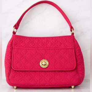 Bella Taylor Quilted Pink Shoulder Bag w/ Gold Turn Lock